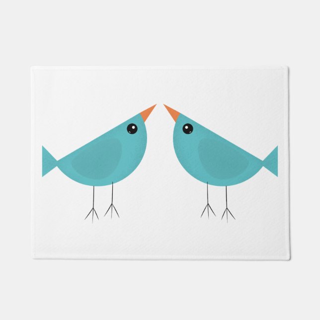 Cute little blue bird doormat (Front)