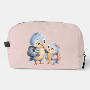Cute Little Blue Bird Siblings Cosmetic Bag