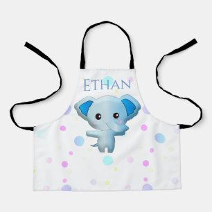 Cute Little Blue Boy Elephant Apron
