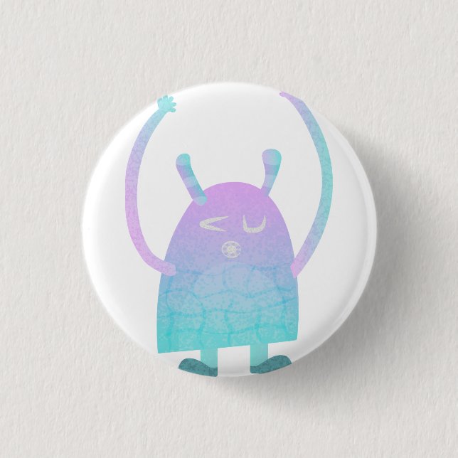 Cute Little Blue Monster 1 Inch Round Button (Front)