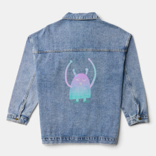 Cute Little Blue Monster Denim Jacket