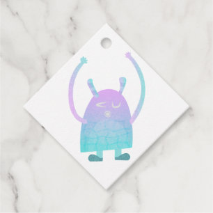 Cute Little Blue Monster Favour Tags