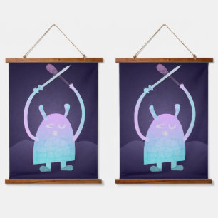 Cute Little Blue Monster Hanging Tapestry