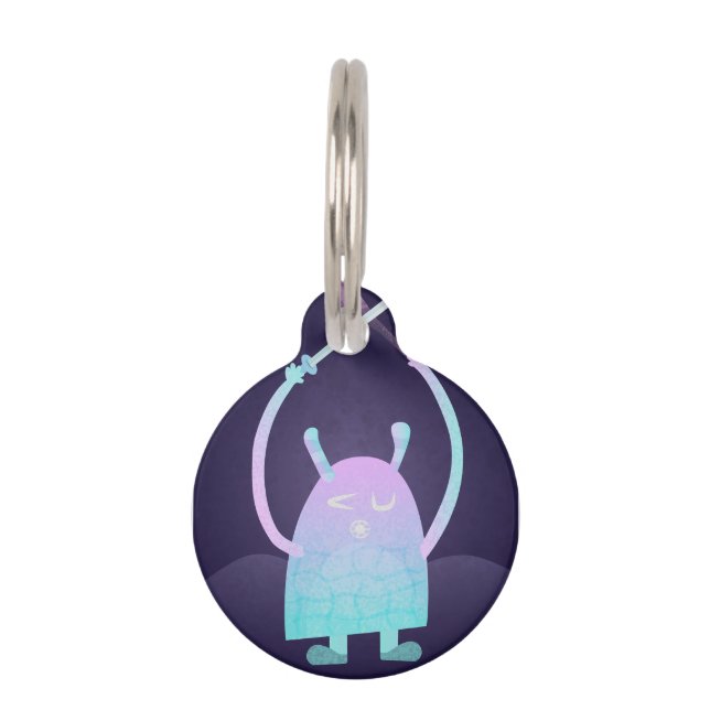 Cute Little Blue Monster Pet Tag (Front)
