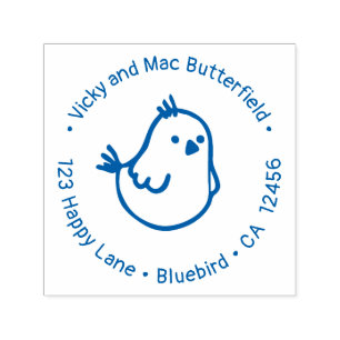 Cute Little Bluebird of Happiness Return Address Self-inking Stamp