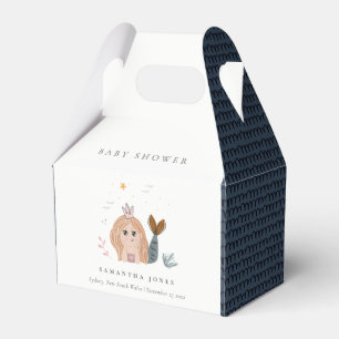 Cute Little Blush Sea Mermaid Girl Baby Shower Favor Box