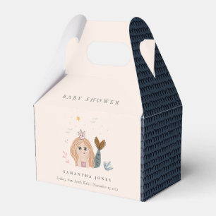 Cute Little Blush Sea Mermaid Girl Baby Shower Favor Box