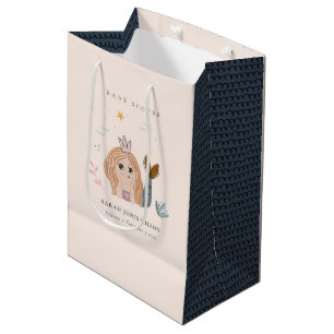 Cute Little Blush Sea Mermaid  Girl Baby Shower Medium Gift Bag