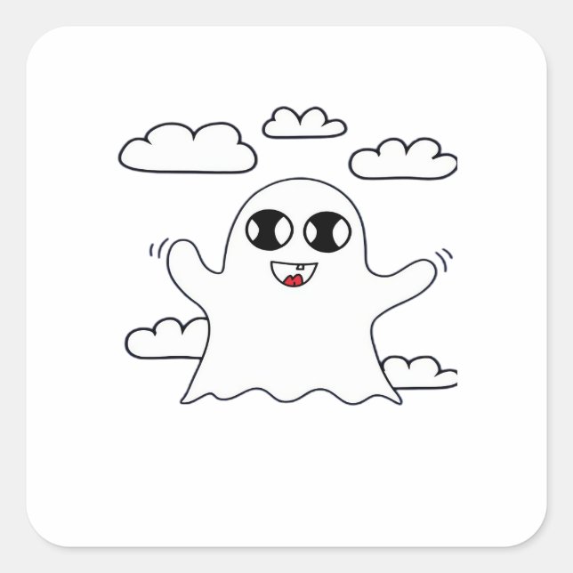 Cute Little Boo Creative Style Square Sticker (Front)