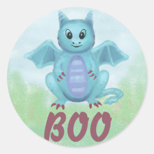 cute little boo dragon  classic round sticker