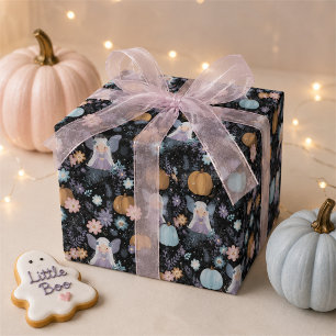 Cute Little Boo Fairy Pumpkin Halloween Wrapping Paper Sheet