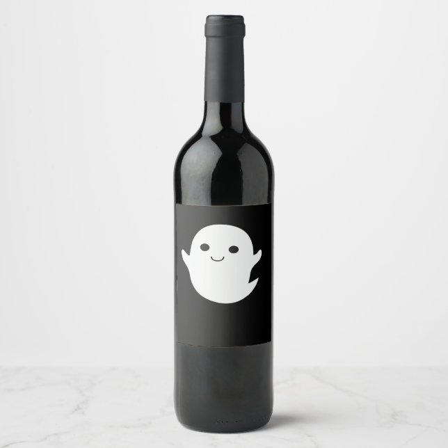 Cute Little Boo Fitted Wine Label (Front)