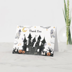 Cute Little Boo Ghost House Baby Shower Thank You Card