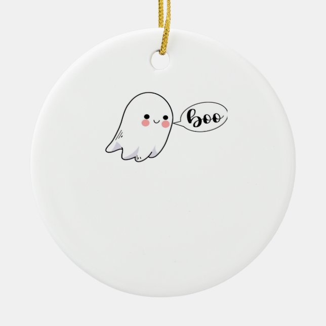 Cute Little Boo Graphic Cool Aesthetic Ceramic Ornament (Front)