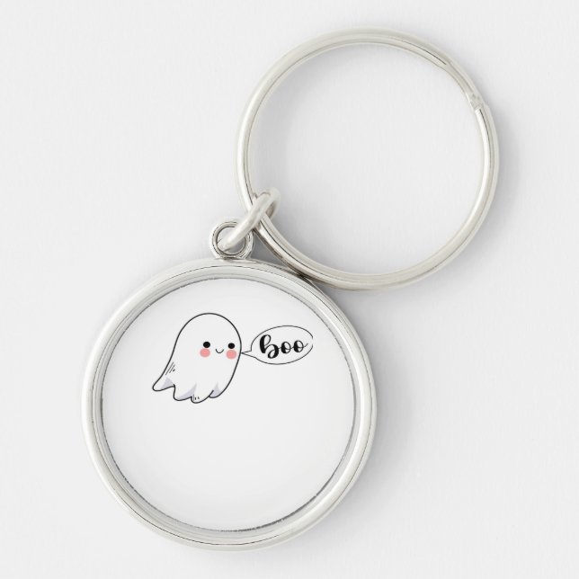 Cute Little Boo Graphic Cool Aesthetic Keychain (Front)