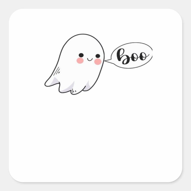 Cute Little Boo Graphic Cool Aesthetic Square Sticker (Front)