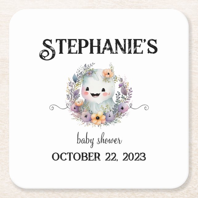 Cute Little Boo Halloween Baby Shower Coaster (Front)