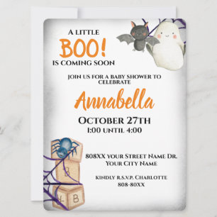 Cute Little Boo Halloween Baby Shower Invitation