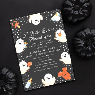 Cute Little Boo Halloween Ghost Baby Shower Invitation