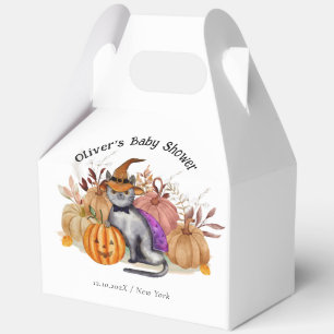 Cute Little Boo Poem Cat In Witch Hat Baby Shower  Favor Box