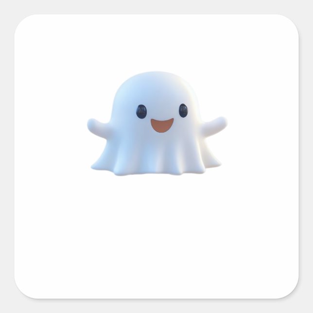 Cute Little Boo Retro Graphic Square Sticker (Front)