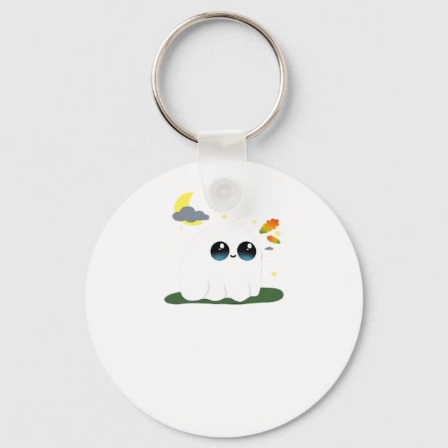 Cute Little Boostie Fall Scene Vintage Classic Keychain (Front)