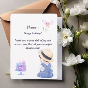 Cute Little Boy Personalized Birthday Card for Son
