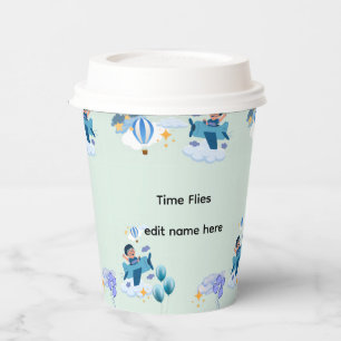 Cute Little Boy Pilot & Hot Air Balloon Birthday  Paper Cups
