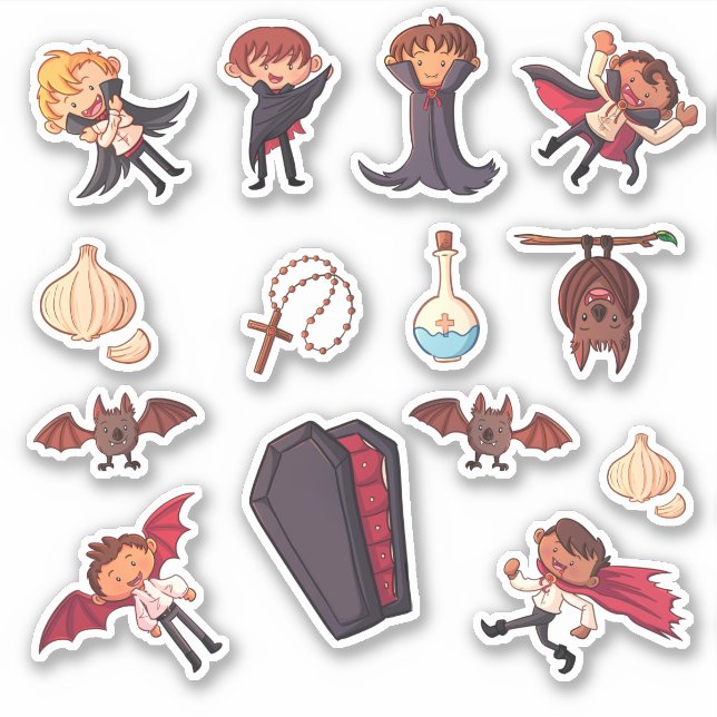 Cute Little Boy Vampires Halloween  Sticker (Front)