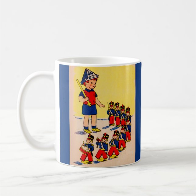 cute little boy with toy soldiers coffee mug (Left)