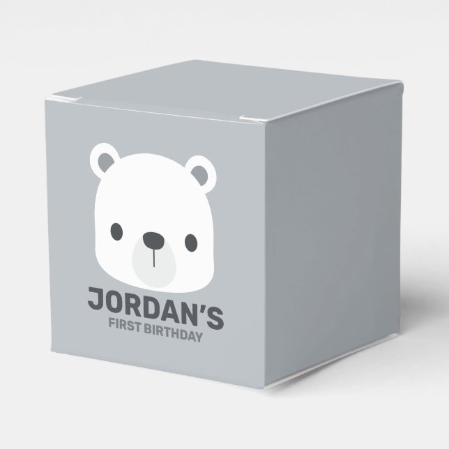 Cute Little Brown Bear Birthday  Favor Box (Front Side)