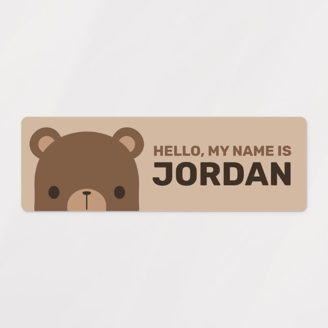 Cute Little Brown Bear with Personalized Name (Design 1)