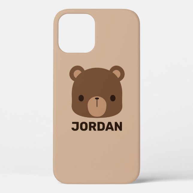 Cute Little Brown Bear with Personalized Name Case-Mate iPhone Case (Back)