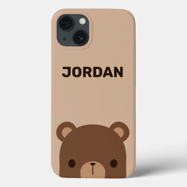 Cute Little Brown Bear with Personalized Name Case-Mate iPhone Case (Back)