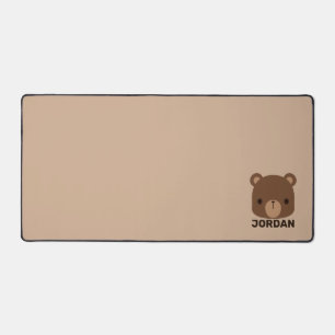 Cute Little Brown Bear with Personalized Name Desk Mat