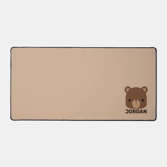 Cute Little Brown Bear with Personalized Name Desk Mat (Front)