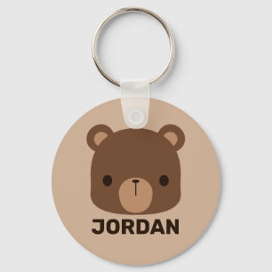 Cute Little Brown Bear with Personalized Name Keychain