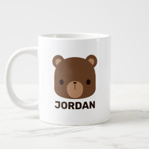 Cute Little Brown Bear with Personalized Name Large Coffee Mug
