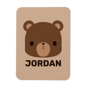 Cute Little Brown Bear with Personalized Name Magnet