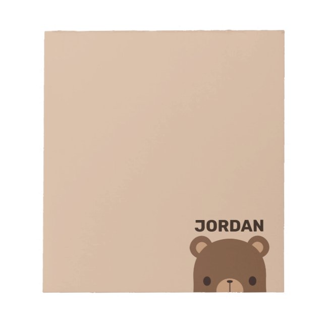Cute Little Brown Bear with Personalized Name Note (Front)