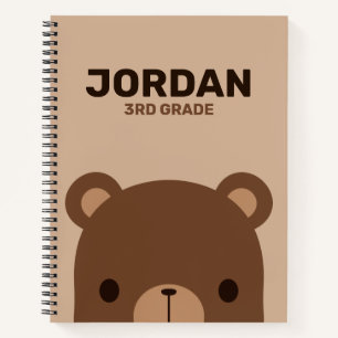 Cute Little Brown Bear with Personalized Name Notebook