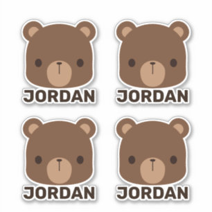 Cute Little Brown Bear with Personalized Name Stic