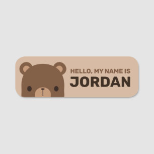 Cute Little Brown Bear with Personalized Name Tag