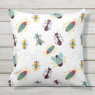 cute little bugs insects outdoor pillow