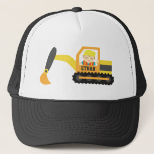 Cute Little Builder Excavator Construction Vehicle Trucker Hat