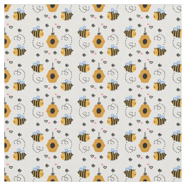 Cute Little Bumble Bee Pattern Fabric (Close Up)
