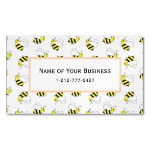 Cute Little Bumble Bee Pattern Magnetic Business Card