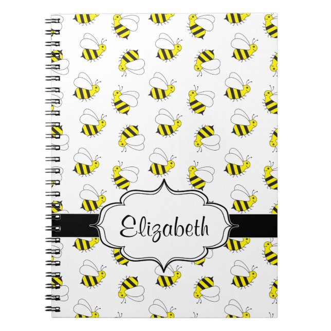 Cute Little Bumble Bee Pattern Notebook (Front)