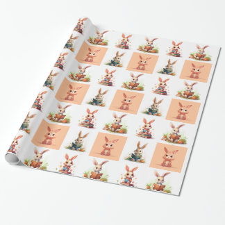Cute little bunnies reading wrapping paper