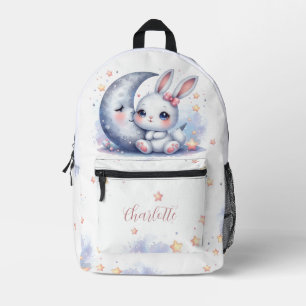 cute little bunny and the moon kids printed backpack